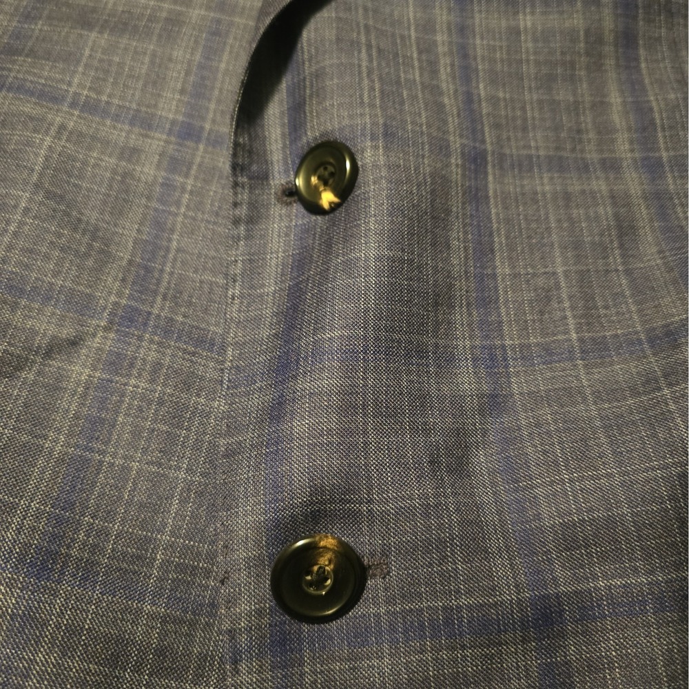 Emporio Armani G-Line Blazer Jacket Blue Plaid Wool Silk Mens 58R Sportcoat - Picture 2 of 14